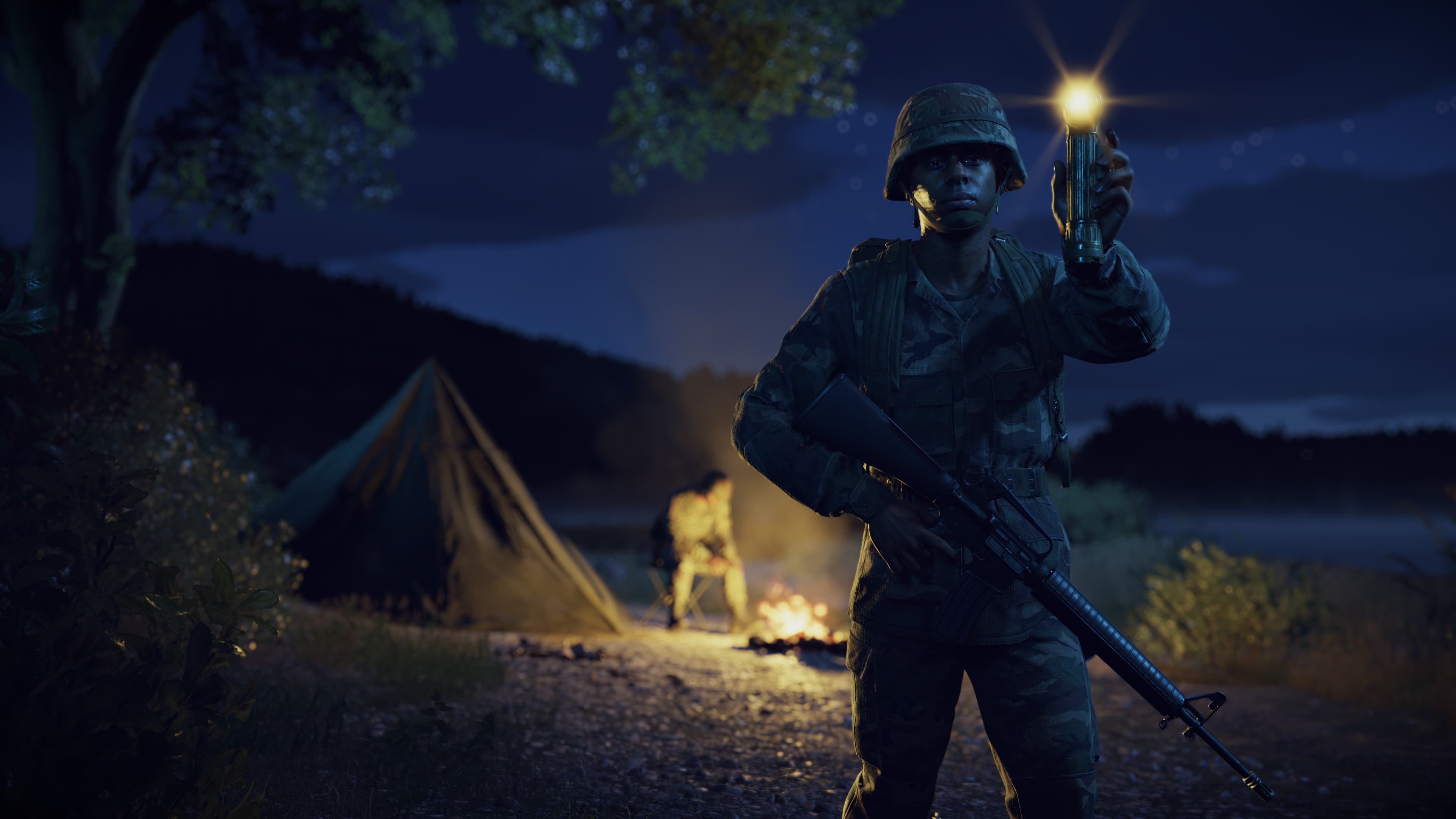 Soldier with flashlight